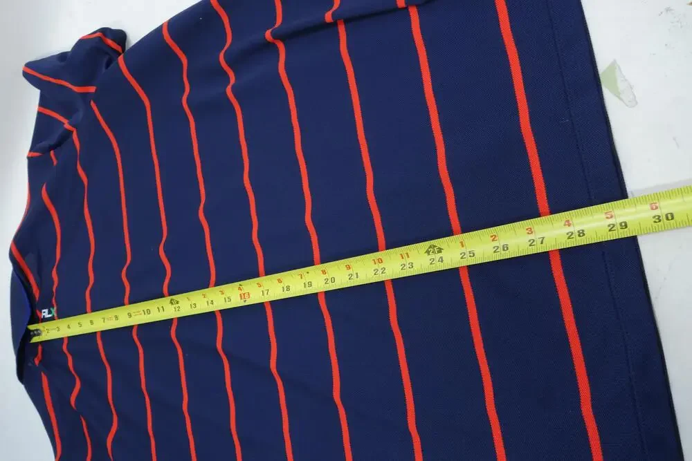 Ralph Lauren RLX Polo Shirt Mens XL Blue Stripe Golf Short Sleeve Stretch Knit